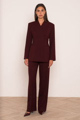 Wrap Blazer with High Waist Barrel Trousers