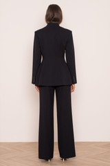 Wrap Blazer with High Waist Barrel Trousers