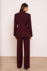 Wrap Blazer with High Waist Barrel Trousers
