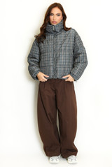 Check Funnel Neck Puffer Jacket