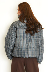 Check Funnel Neck Puffer Jacket