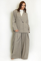 Oversized Structured Blazer with Drape Pleated Trouser