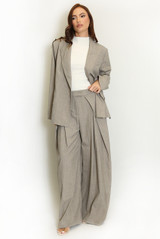 Oversized Structured Blazer with Drape Pleated Trouser