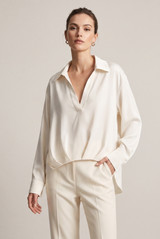 Satin Pleated Hem Blouse