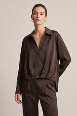 Satin Pleated Hem Blouse