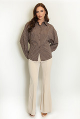Pinstripes Drape Back Blouse
