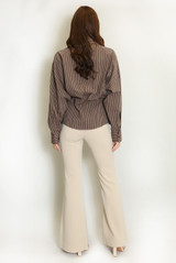 Pinstripes Drape Back Blouse