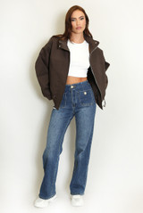 High Neck Drawstring Utility Jacket