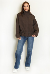 High Neck Drawstring Utility Jacket