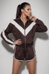 Sporty Chevron Track Jacket with Shorts