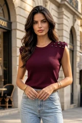 Pearls Padded Shoulder Top