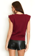 Pearls Padded Shoulder Top