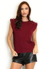 Pearls Padded Shoulder Top