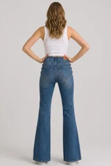 Mid Washed Blue Flare Leg Jeans