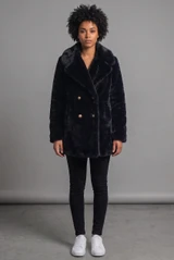 Oversized Collar Faux Fur Coat
