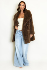Oversized Collar Faux Fur Coat