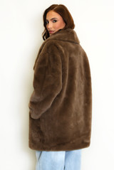 Oversized Collar Faux Fur Coat