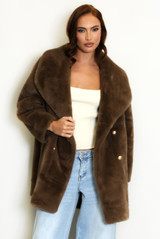 Oversized Collar Faux Fur Coat