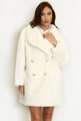 Oversized Collar Faux Fur Coat