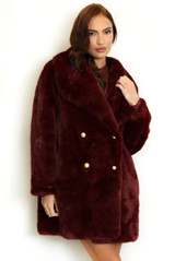 Oversized Collar Faux Fur Coat