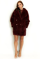 Oversized Collar Faux Fur Coat
