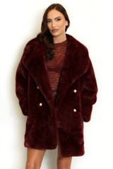 Oversized Collar Faux Fur Coat
