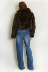 Hooded Faux Fur Panelled Cropped Jacket