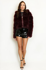 Hooded Faux Fur Panelled Cropped Jacket
