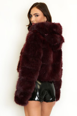 Hooded Faux Fur Panelled Cropped Jacket