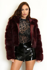 Hooded Faux Fur Panelled Cropped Jacket