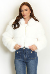 Hooded Faux Fur Panelled Cropped Jacket