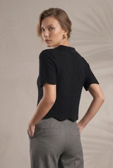 Short Sleeve Textured Knit Polo Top
