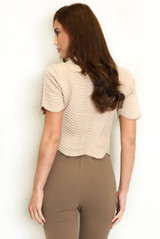 Short Sleeve Textured Knit Polo Top