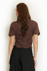 Short Sleeve Textured Knit Polo Top