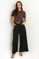 Short Sleeve Textured Knit Polo Top