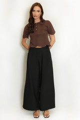 Short Sleeve Textured Knit Polo Top