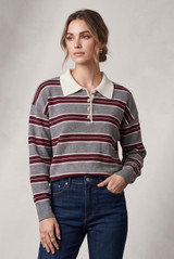 Stripes Full Sleeves Knit Polo Top