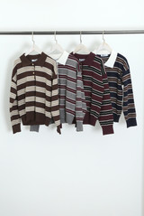 Stripes Full Sleeves Knit Polo Top