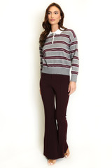 Stripes Full Sleeves Knit Polo Top