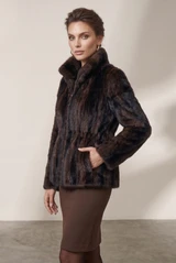Faux Fur Espresso Mink Cinched Jacket 