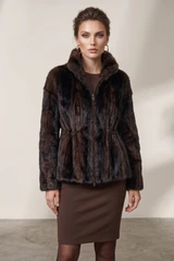 Faux Fur Espresso Mink Cinched Jacket 