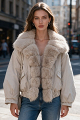 Faux Fur Collar Puffer Jacket 