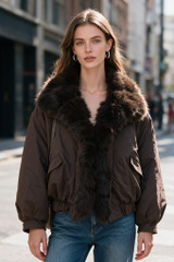 Faux Fur Collar Puffer Jacket 
