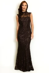 Sheer Floral Embellished Maxi Dress