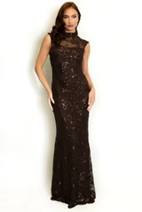Sheer Floral Embellished Maxi Dress