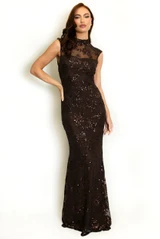 Sheer Floral Embellished Maxi Dress
