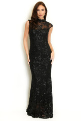 Sheer Floral Embellished Maxi Dress