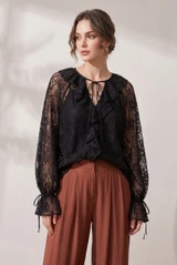 Floral Lace Ruffle Blouse