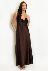 Lace Bodice Satin Maxi Dress