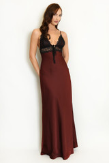 Lace Bodice Satin Maxi Dress
